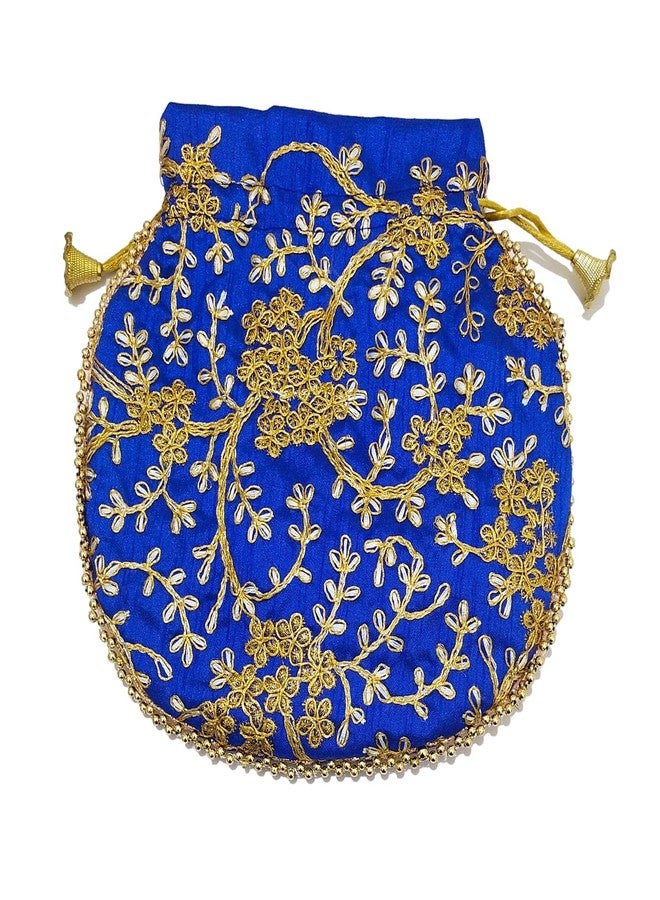 athizay Potli bag Blue Matka Design for Women Wristlets Return Gifting handbags for Festivals Birthday Purses - Image 3